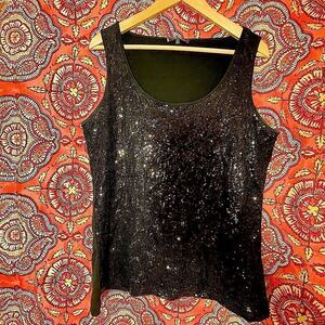 Anne Klein sequin navy blue tank top  medium
